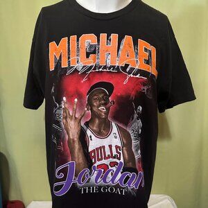 Michael Jordan the Goat Men's Black T Shirt Size Medium
